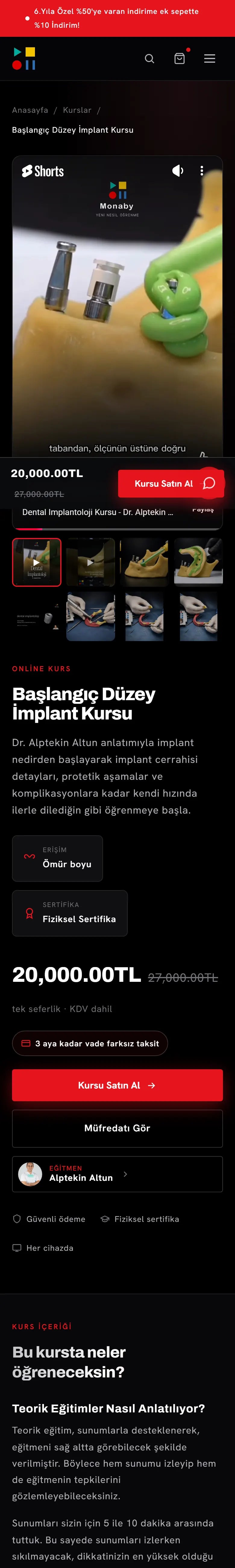 Monaby mobil — Kurs sayfası
