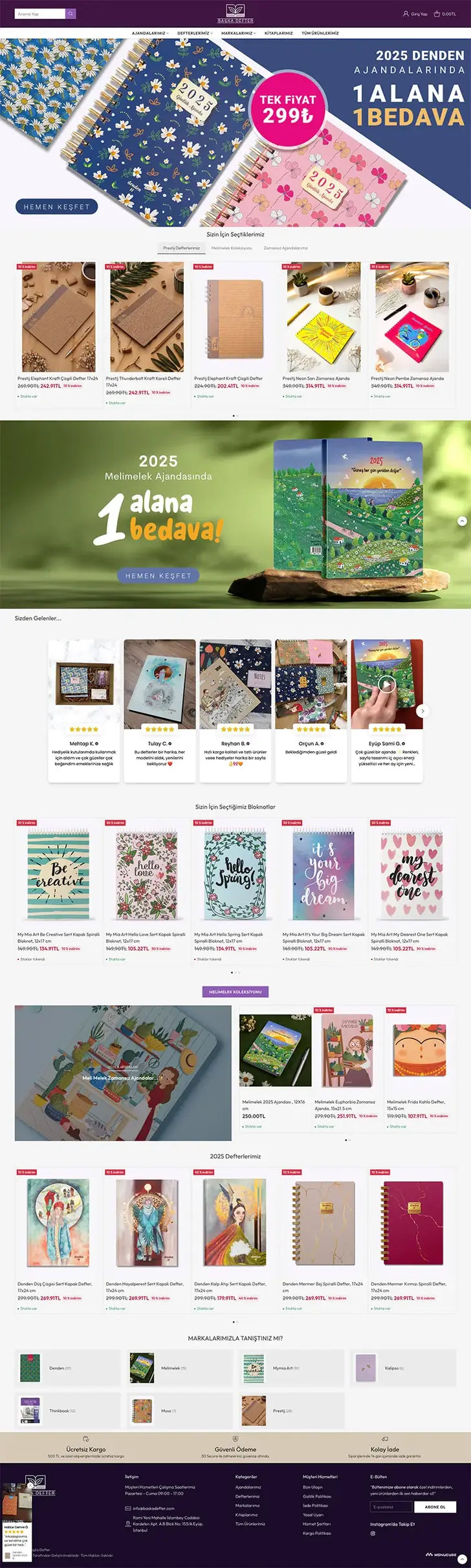 Başka Defter Shopify mağazası